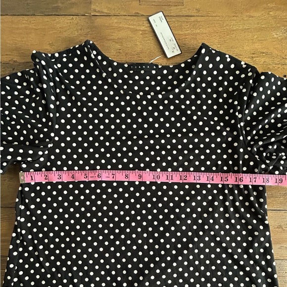 TIANA B Chic Black and White Polka Dot Shift Dress Flutter Sleeves Lightweight - Picture 6 of 7